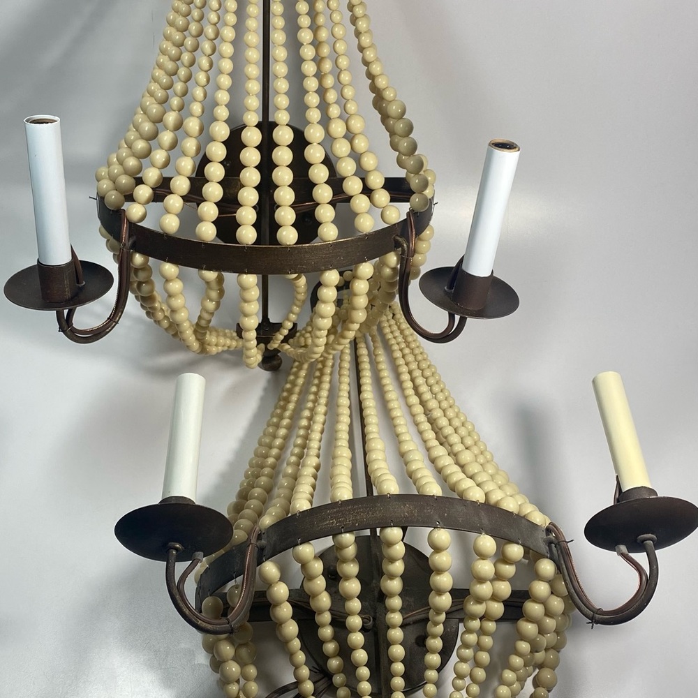MCM Luxe Iron Beaded Wall Sconce 19 in Romantic Old World Set of 2